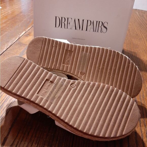 New 7.5 Dream Pairs White Platform Ankle Strap Open Toe Espadrille Wedge Shoes - Picture 10 of 10